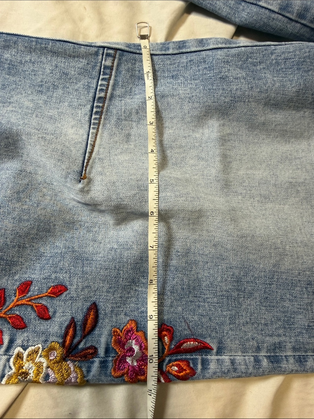 Embroidered Light Blue Wide-Leg Women's Jeans by - Picture 5 of 6